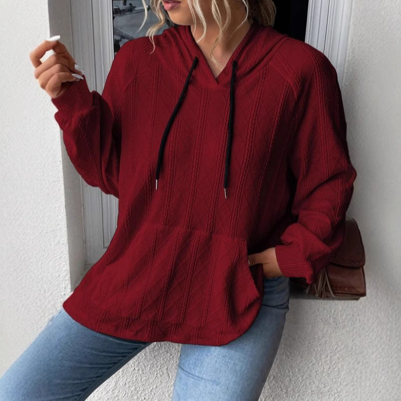 Damen halsferne Kapuzenpullover mit strukturiertem Design R&B