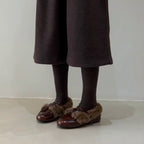 Damen Komfortable Hausschuhe mit weichem Fleece-Futter und modischem Doppelriemen R&B
