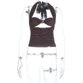 Damen Halter-Crop-Top mit gerafftem Design R&B