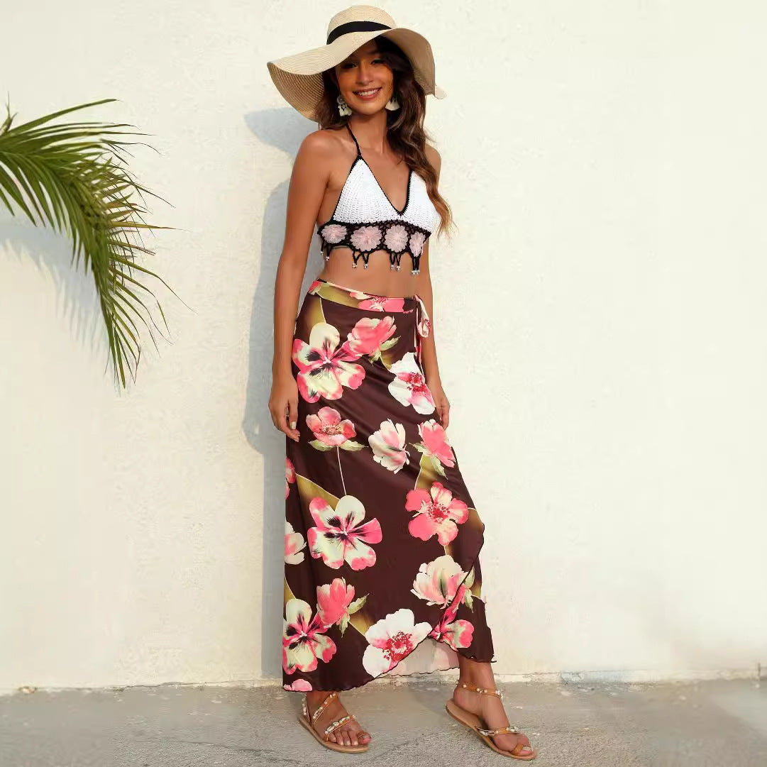 Damen eleganter Maxirock mit floralem Muster R&B