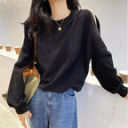 Damen lässiger Oversized Pullover mit offenen Schultern und modernem Design