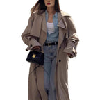Damen Oversized Trenchcoat mit detailreichen Drapierungen und modischem Schnitt R&B