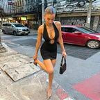 Damen Glamouröses Mini-Kleid mit tiefem V-Ausschnitt und raffinierten Cut-Outs R&B