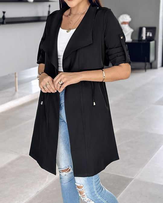 Damen Modische Trenchjacke mit lässigem Schnitt und praktischen Taschen R&B