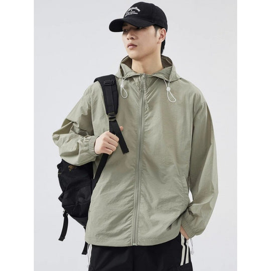 Herren leichte Windjacke mit praktischen Taschen und verstellbarem Kapuzen-Design R&B