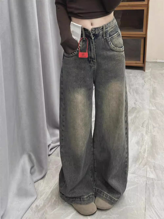 Damen weite High-Waist Jeans mit angenehmem Tragekomfort und modischem Vintage-Look R&B