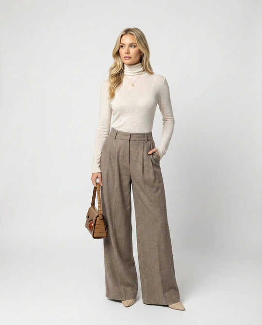 Youwei Damen Rollkragen Strickpullover aus Wolle für Herbst und Winter