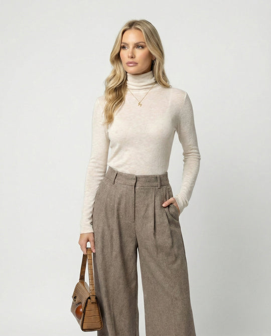 Youwei Damen Rollkragen Strickpullover aus Wolle für Herbst und Winter