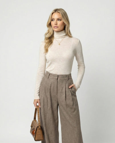 Youwei Damen Rollkragen Strickpullover aus Wolle für Herbst und Winter