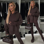 Damen nan oversized Kapuzenpullover mit Leopardenprint, kontrastbündchen und verlängertem Rückensaum R&B