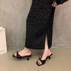 Damen elegante Sling-Pantoletten mit modischem Schleifenakzent R&B
