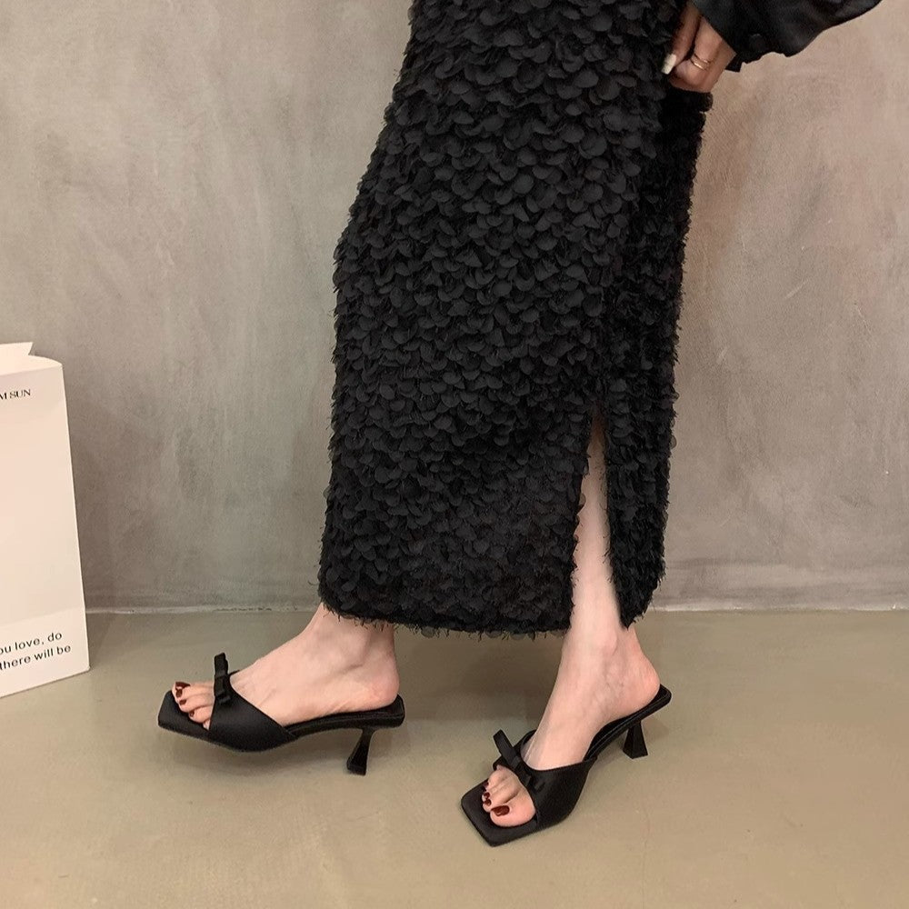 Damen elegante Sling-Pantoletten mit modischem Schleifenakzent R&B