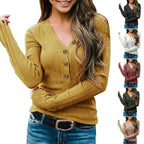 Damen Langärmliger Pullover mit Knopfverschluss R&B