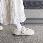 Damen Flauschige Hausschuhe mit eleganter Schnallen-Applikation R&B