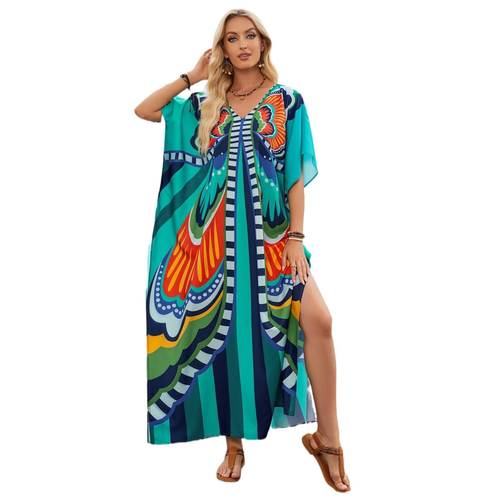 Damen Strandkleid im bunten Grafischen Design R&B
