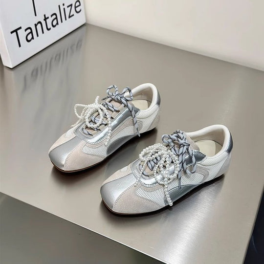 Damen modische Sneakers mit elegantem Sportdesign und hochwertigem Materialmix R&B