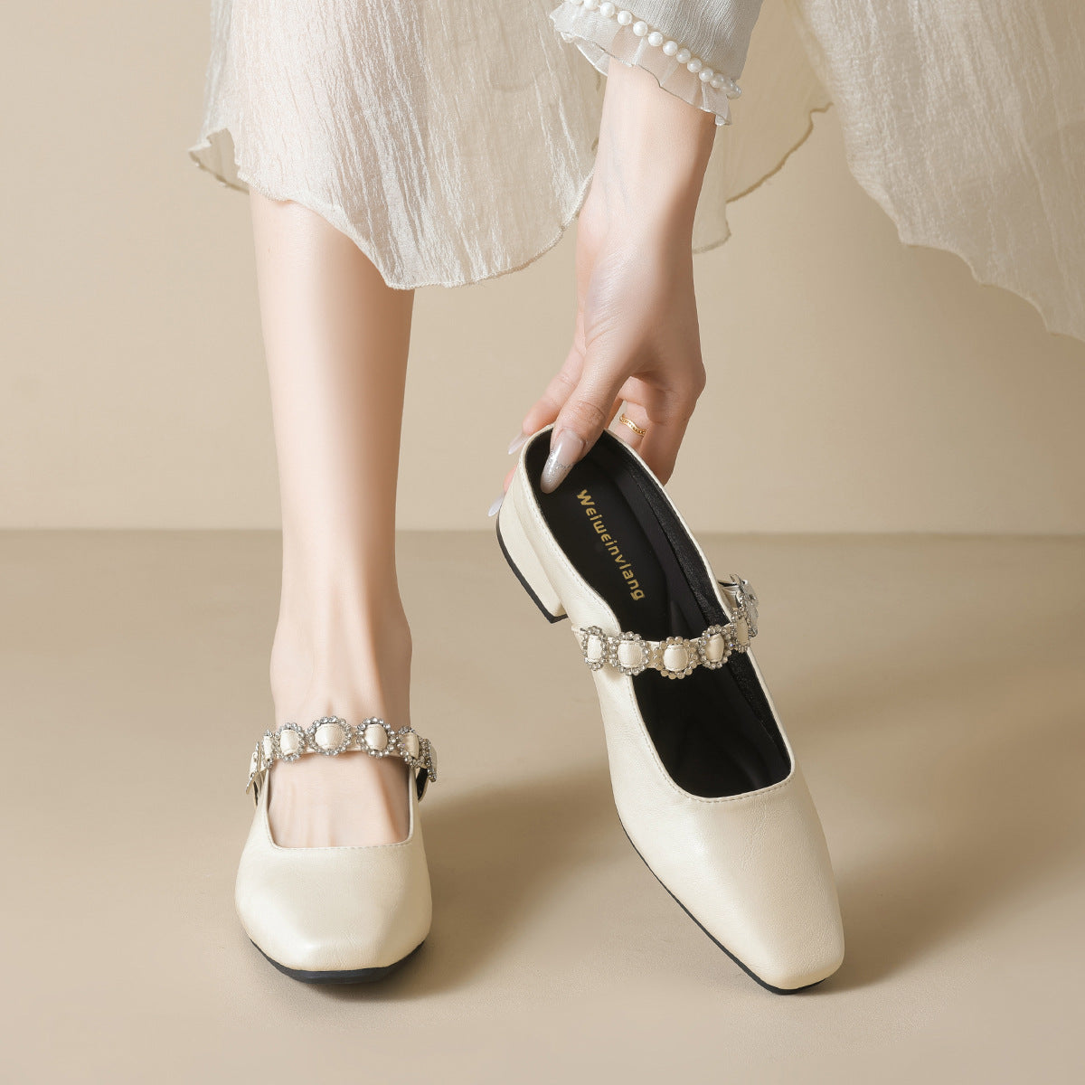 Damen elegante Slingback-Mules mit modischem Riemen und luxuriöser Schnallenakzent