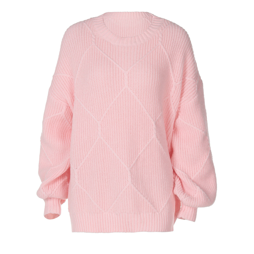 Damen Grobstrickpullover mit asymmetrischem Schnitt und weitem Bund R&B