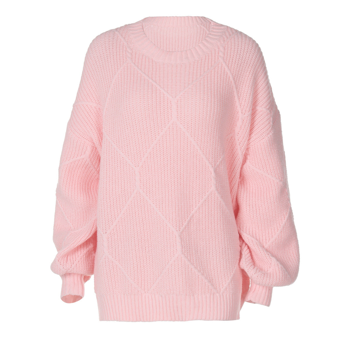 Damen Grobstrickpullover mit asymmetrischem Schnitt und weitem Bund R&B
