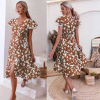 Damen Maxikleid mit floralem Motiv und hohem Schlitz R&B