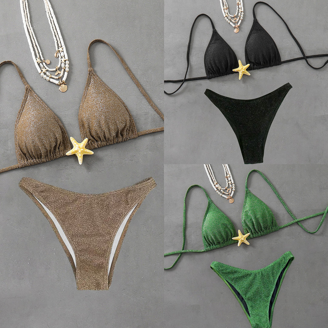Damen Triangel-Bikini mit modischem Glitzer-Effekt R&B