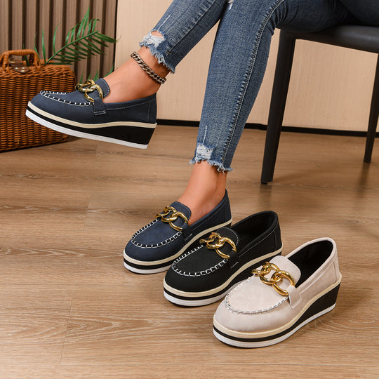 Damen Wedge-Mokassins mit glänzendem Dekor und komfortabler Sohle R&B