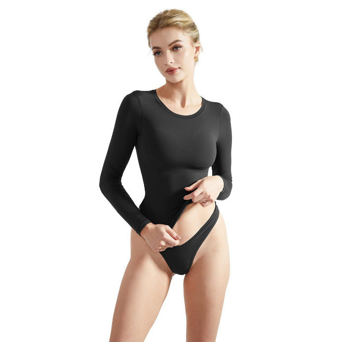 Damen Langarm-Top mit Raffung und figurbetontem Schnitt R&B