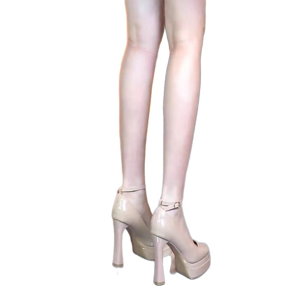 Damen elegante Plateau-Pumps mit schickem Riemchen R&B