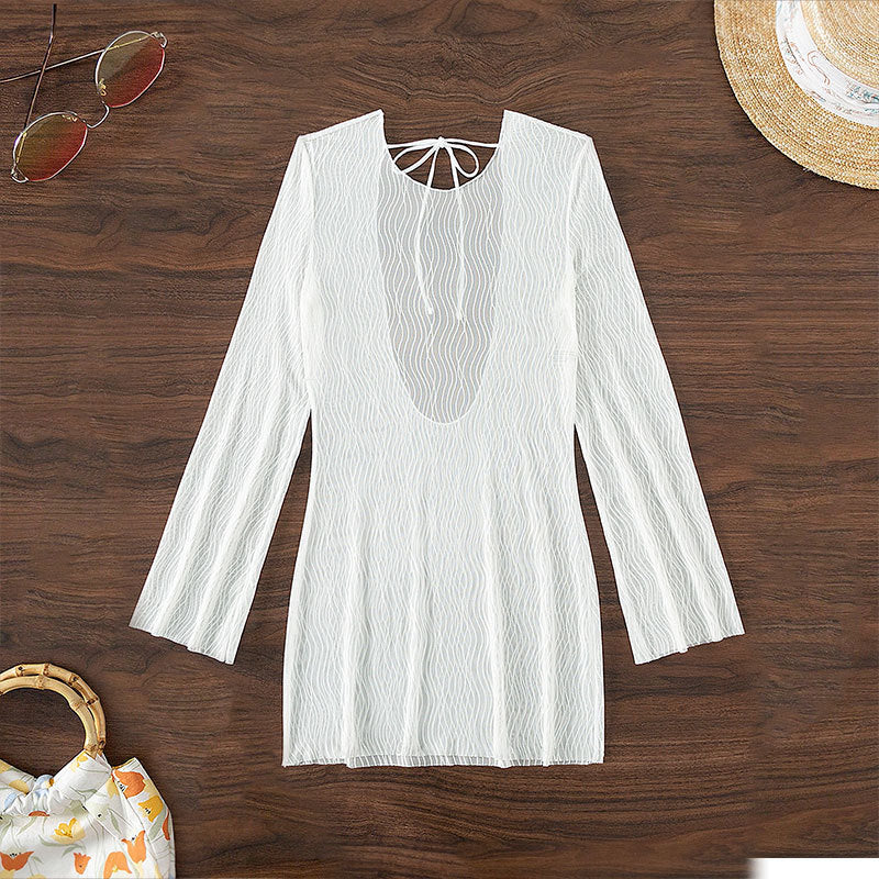 Damen Langarm Strandkleid R&B