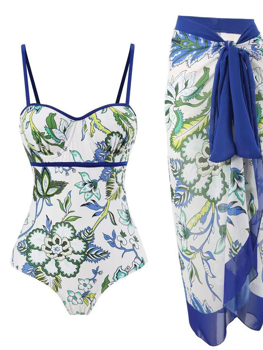 Damen Einteiler Badeanzug mit elegantem Wickelrock R&B