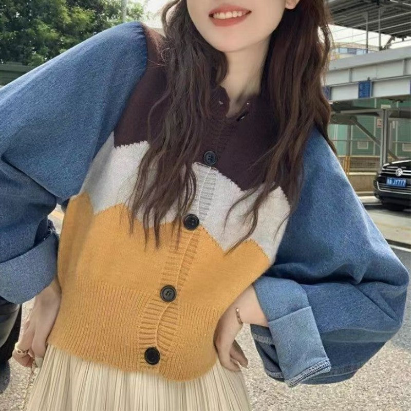 Damen Trendige Strickjacke mit modernen Farbakzenten R&B