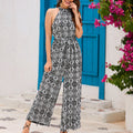 Damen Eleganter Jumpsuit mit halbem Kragen und weitem Bein R&B