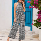 Damen Eleganter Jumpsuit mit halbem Kragen und weitem Bein R&B