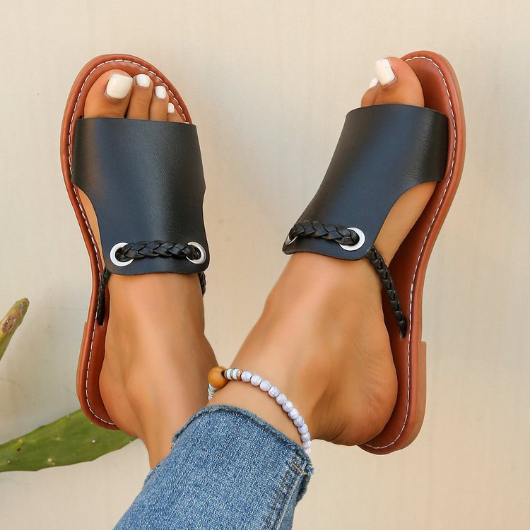 Damen Freizeitsandalen mit geflochtenem Riemen-Design und robustem Fußbett R&B
