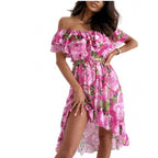 Damen Off-Shoulder Kleid mit Rüschendetails und floralem Druck R&B