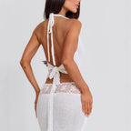 Damen luftiges Stricktop und Maxikleid Set
