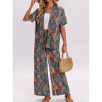 Damen Kurzarm-Overall mit Rüschendetails und Bindegürtel R&B