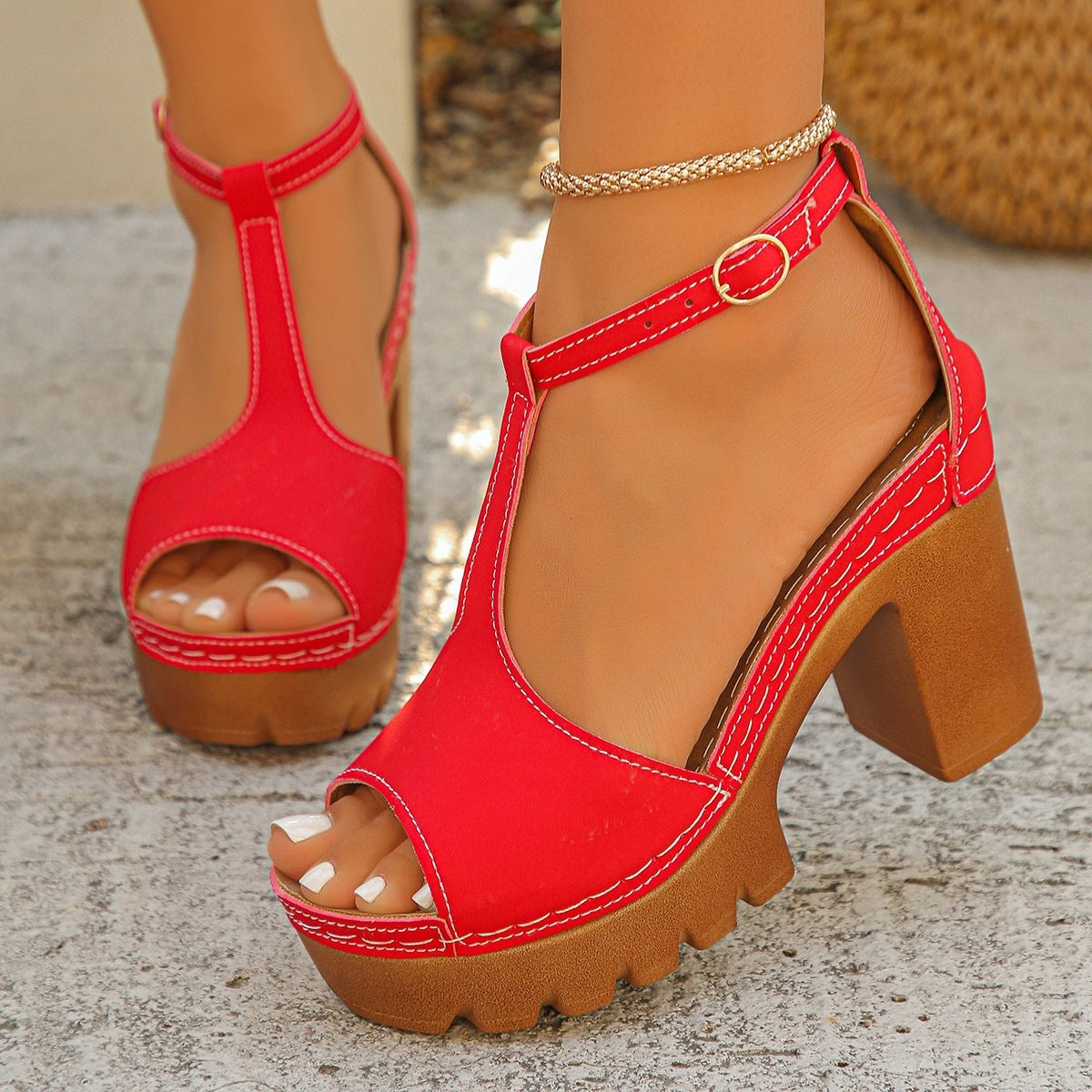 Damen Trendige und komfortable Plateau-Sandalen mit offener Zehenpartie R&B