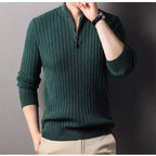 Herren Strickpullover mit modernem Stehkragen im Rippdesign R&B