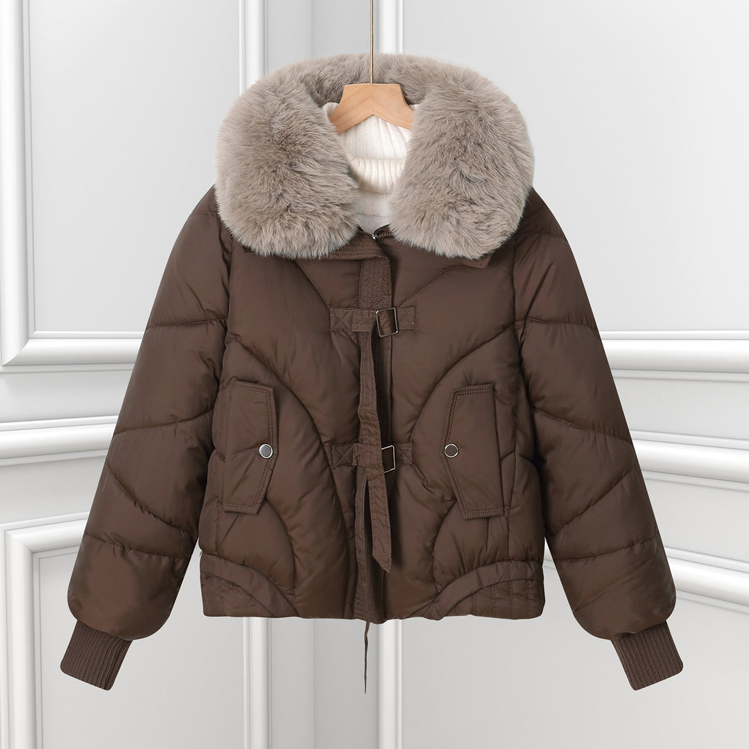 Damen Wattierte Winterjacke mit luxuriösem Kunstfellkragen und praktischen Taschen R&B