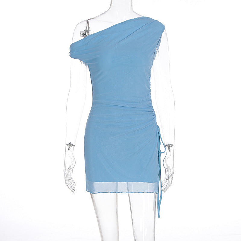 Damen Raffiniertes One-Shoulder Minikleid mit seitlicher Raffung R&B