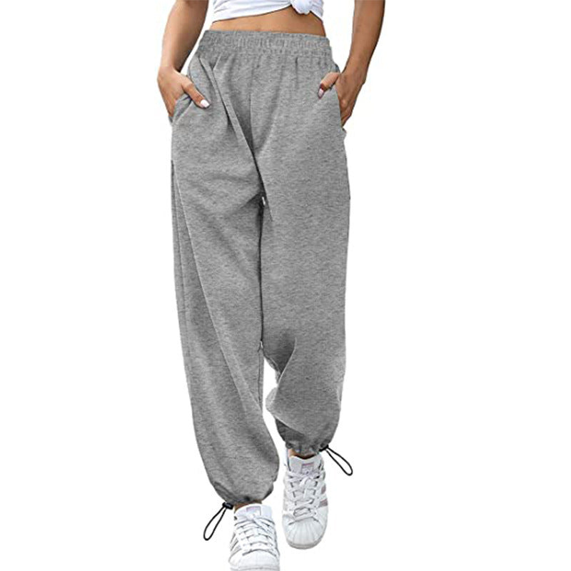 Damen lässige Sporthose mit hohem Bund und seitlichen Taschen R&B