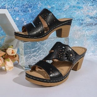 Damen Bequeme Sommer-Pantoletten mit eleganter Perforation R&B