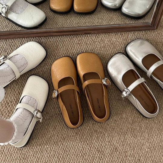Damen Ballerinas mit modischer Schnallen-Applikation und bequemem Fußbett R&B