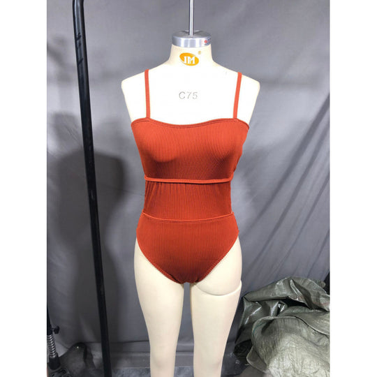 Damen Einteiler Badeanzug mit elegantem Rippendesign und figurschmeichelnder Silhouette R&B