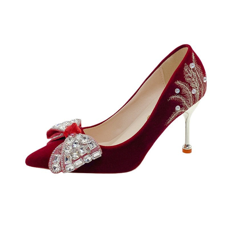 Damen Glamouröse Pumps mit funkelndem Schmuckdetail und eleganter Schleife R&B
