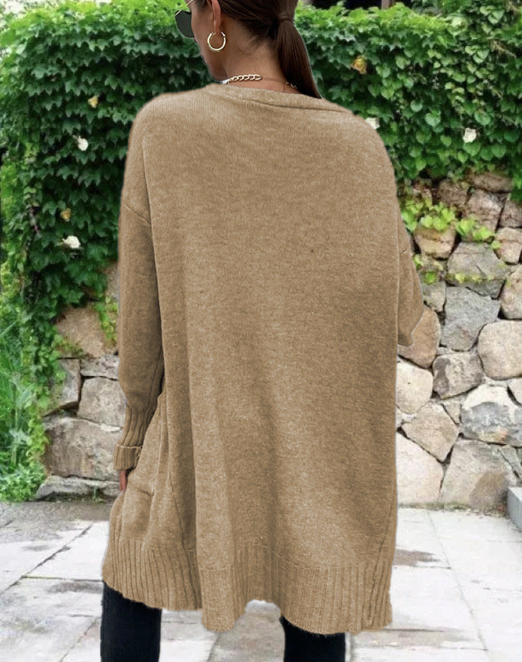 Damen Strickcardigan mit legerem Schnitt und tiefen Taschen R&B