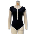 Damen Modischer Body mit Knopfdetails R&B