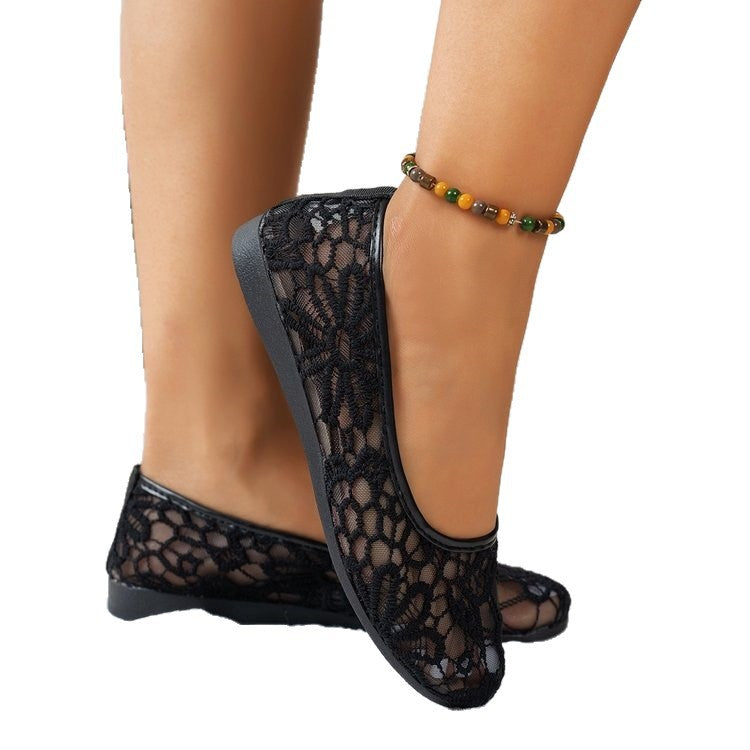Damen Einfache Ballerinas mit luftigem Spitze-Design und flexiblem Fußbett R&B