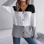 R&B | Farbblock Strickjacke mit Modischem Stil